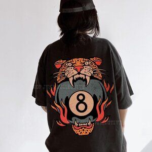 Lucky Leopard Tee Traditional Tattoo T 8 Ball Shirt Grunge Streetwear 101